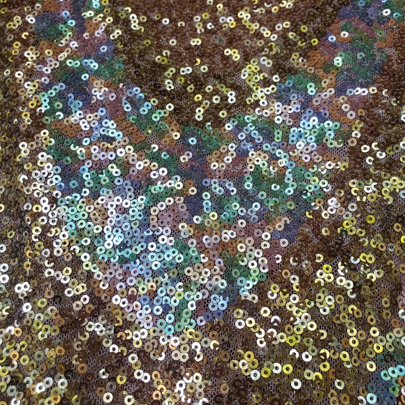 New Sequin Mini Dress Flare Sleeve Stretchy Pastel Champagne Size M NWT! Rose - Picture 9 of 12